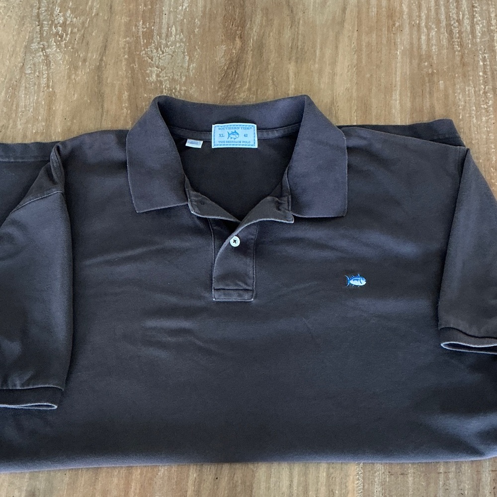 Southern Tide Skipjack Polo Shirt Mens XL‎ Brown Short Sleeve Cotton Stretch 42